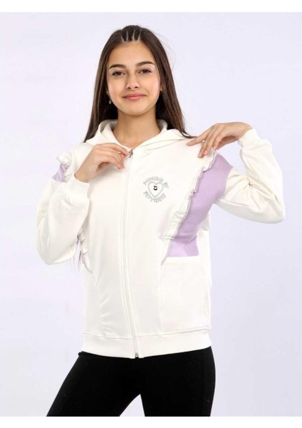 Kız 5/8 Yaş Fırfırlı Kalpli 2ip Şardonlu Hırka