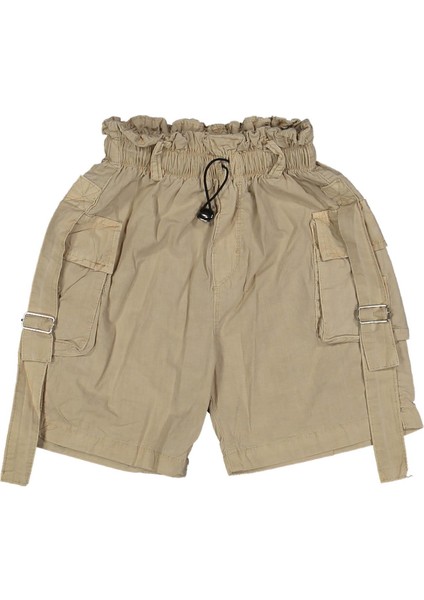 Kız 3/7 Yaş Ham Paraşüt Kuşak Cepli Şort