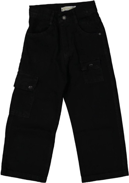 Kız 6/10 Yaş Kargo Cep Çıtçıtlı Kot Pantolon