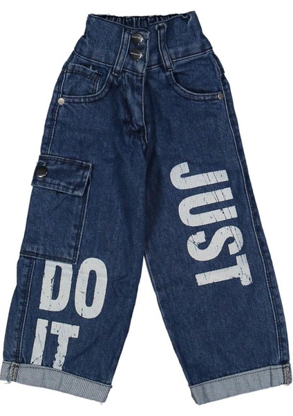 Kız 3/7 Yaş Just Yazılı Mavi Kot Pantolon