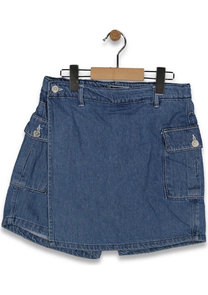 Kız 13/16 Yaş Yüksek Bel Yandan Cepli Şort Etek