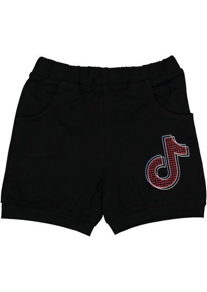 Kız 5/8 Yaş Tik Tok Amblem Nakışlı Şort