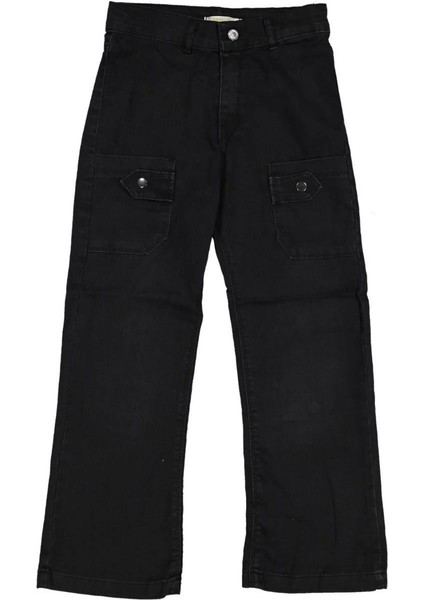 Kız 8/12 Yaş Kare Cepli Çıtçıtlı Kot Pantolon