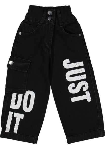 Kız 3/7 Yaş Just Yazılı Siyah Kot Pantolon