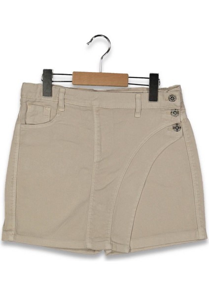 Kız 13/16 Yaş Yüksek Bel Düğmeli Renkli Şort Etek