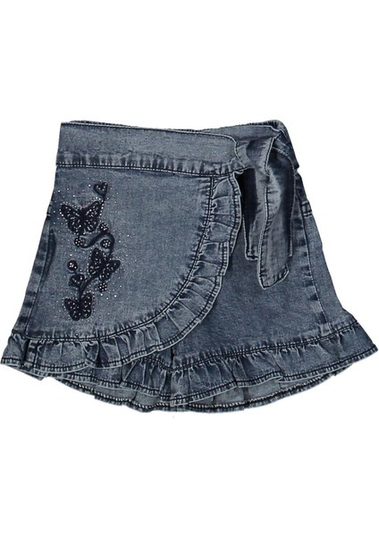 Kız 6/24 Ay Taşlı Kelebekli Şort Etek