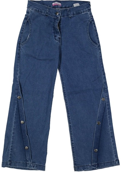 Kız 13/16 Yaş Yan Cepli Mavi Kot Pantolon
