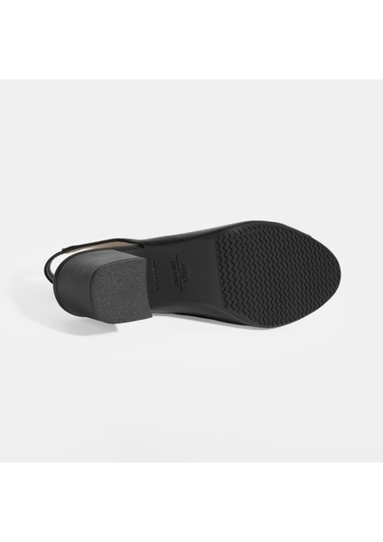 Valtor Siyah Kadın Lastik Bantlı Slingback Topuklu Günlük Ayakkabı