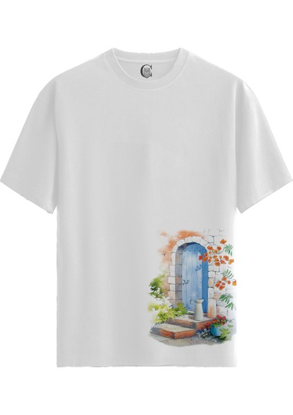 Blue Door - Pamuklu Erkek Beyaz Tişört - Premium Quality
