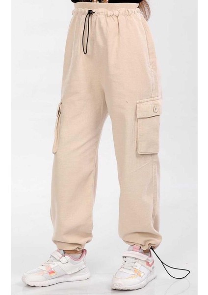 Kız 13/16 Yaş Ribanalı Armüllü Kargo Cepli Pantalo