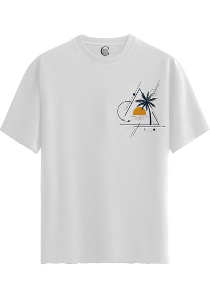 Geosunset - Pamuklu Erkek Beyaz Tişört - Premium Quality