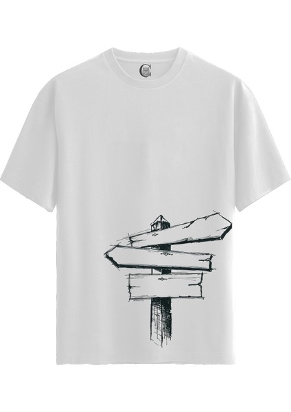 Blank Signpost - Pamuklu Erkek Beyaz Tişört - Premium Quality