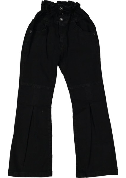 Kız 8/12 Yaş Beli Büzgülü Yırtmaçlı Ispanyol Paça Kot Pantolon