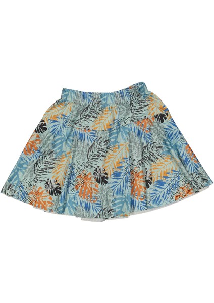 Kız 9/12 Yaş Yaprak Desenli Raporlu Şort Etek