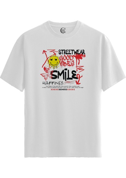 Goodvibes Smile - Pamuklu Erkek Beyaz Tişört - Premium Quality