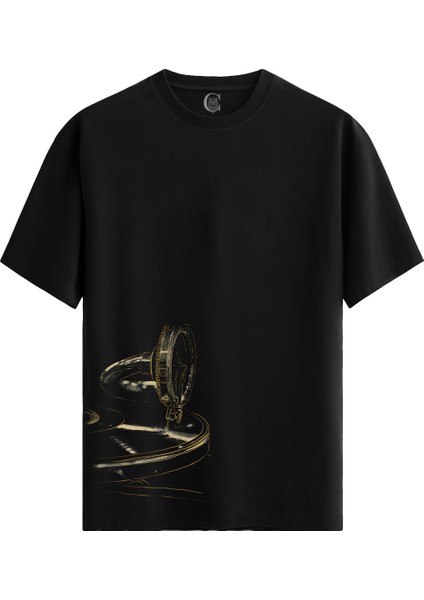 Gilded Melodies Pamuklu Erkek Siyah Tişört - Premium Quality