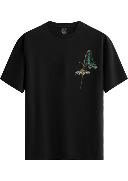 Ink Butterfly Pamuklu Erkek Siyah Tişört - Premium Quality