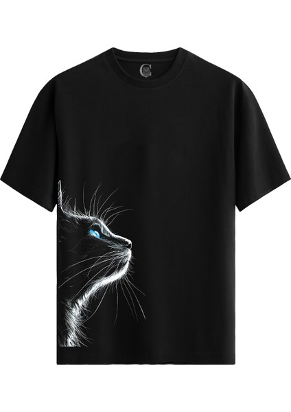 Neon Cat Pamuklu Erkek Siyah Tişört - Premium Quality