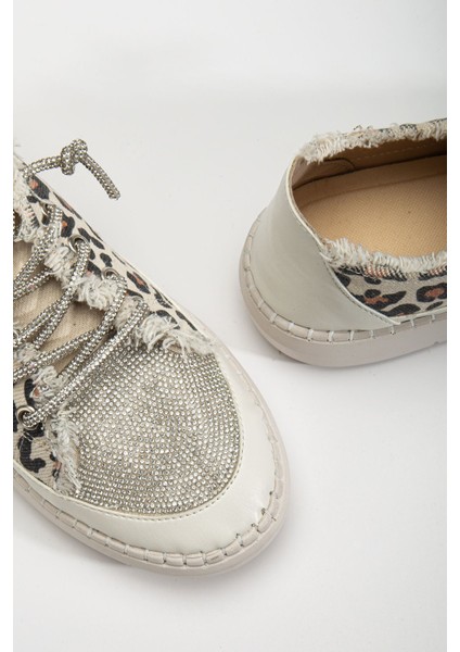 Neva Taşlı Düz Taban Kadın Leopar Kot Sneakers fırsatları