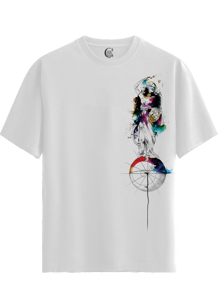 Cosmic Balance - Pamuklu Erkek Beyaz Tişört - Premium Quality
