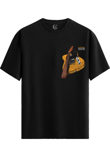 Telecaster '54 Pamuklu Erkek Siyah Tişört - Premium Quality