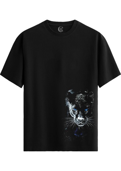 Panther Glow Pamuklu Erkek Siyah Tişört - Premium Quality