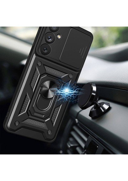 Galaxy A54 Kılıf Magnetik Standlı Kamera Korumalı Zore Sürgülü Vega KAPAK-SIYAH-8680436666524-NOİR10