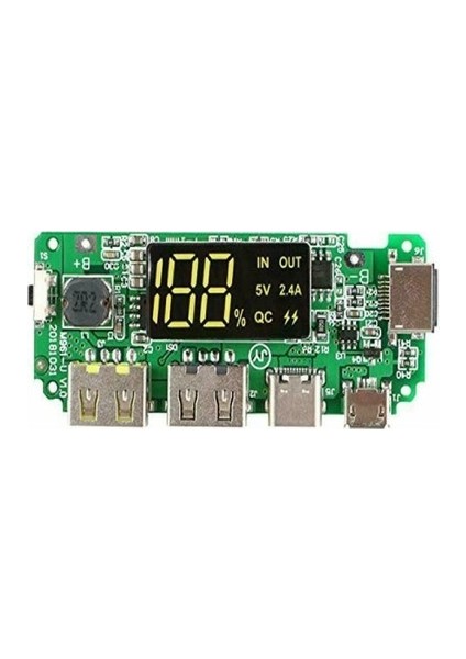 Ledli Çift USB 5V 2.4A Micro Usbli Powerbank 18650 Şarj Kartı