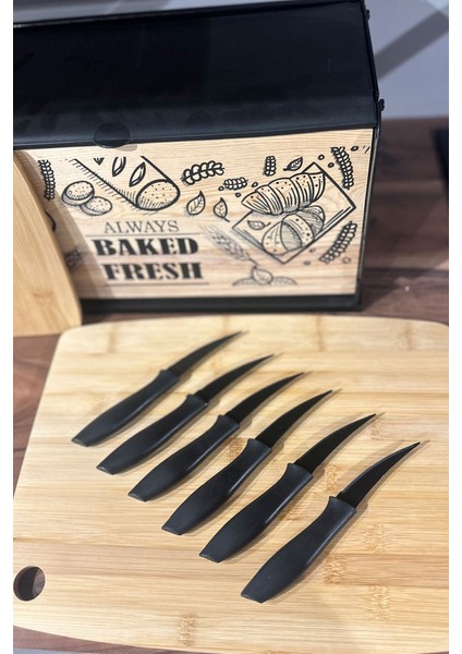 Meyve Bıçağı Lazer Kesim Bıçak Meyve Bıçak Siyah