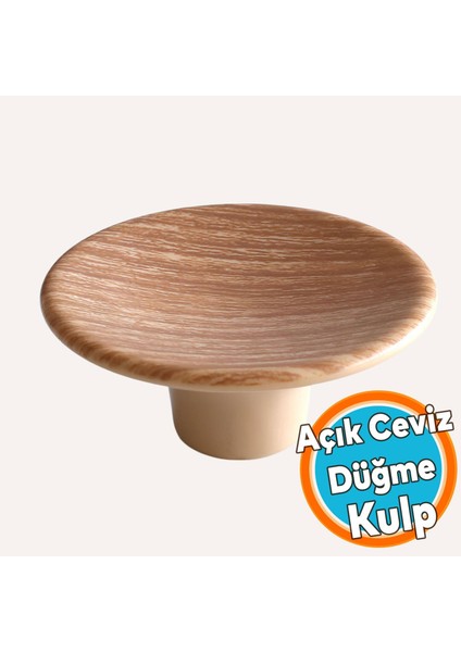 İç Bükey Kulp Açık Ceviz Renk Mobilya Mutfak Dolap Dolabı Çekmece Kulpu Kulbu Tek Vidalı Plastik