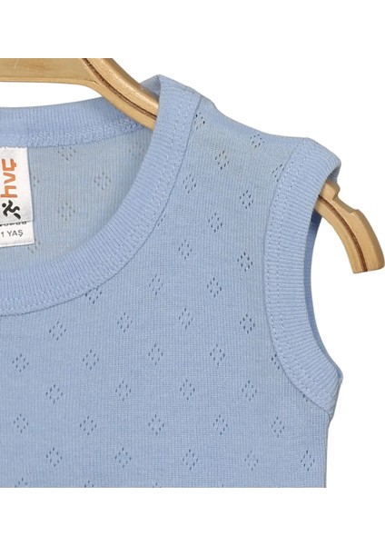 Bebek Atlet Pamuklu Body Jakarlı Nokta Desenli Çıtçıtlı Mavi Zıbın
