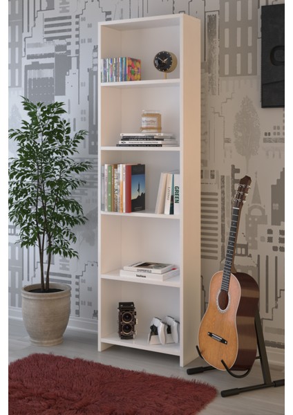 Abete 5 Raflı Beyaz Kitaplık