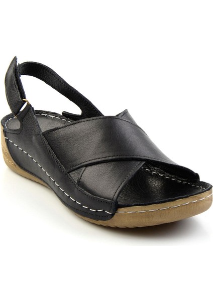 Siyah Leather Kadın Sandalet K05331031103 fiyatları