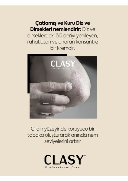 Diz ve Dirsek Bakım Kremi - Çatlak, Kurumuş, Koyulaşmış Sert Deriye Karşı (Clasy Crack Repair Cream) modelleri