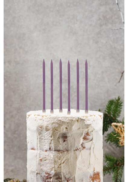 Retro Mor Renk Mum Pasta Mumları 6lı Paket