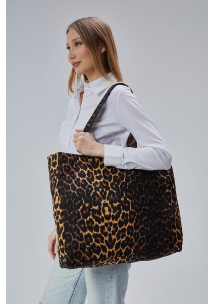 Geçişli Leopar Desen Büyük Boy Çanta fiyatları