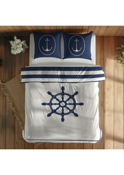 Sailor Badge & Dümen / Blue Çift Taraflı Nevresim Takımı - 200 cm x 220 cm modelleri
