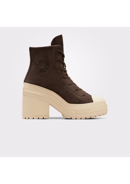 Chuck 70 De Luxe Heel Unisex Kahverengi Deri Platform Sneaker