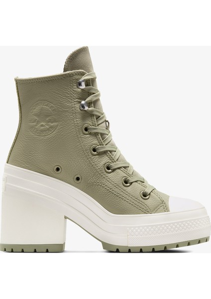 Chuck 70 De Luxe Heel Unisex Haki Deri Platform Sneaker