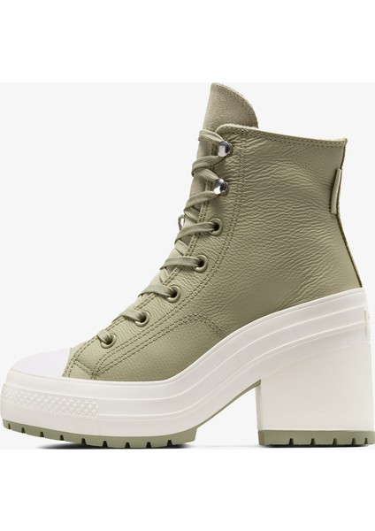 Chuck 70 De Luxe Heel Unisex Haki Deri Platform Sneaker modelleri