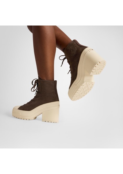 Chuck 70 De Luxe Heel Unisex Kahverengi Deri Platform Sneaker