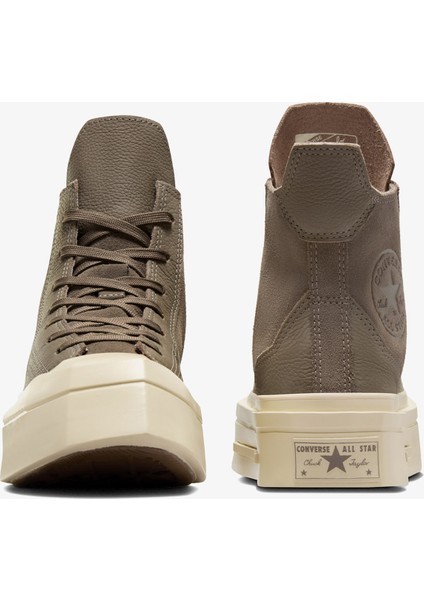 Chuck 70 De Luxe Squared Unisex Haki Deri Platform Sneaker modelleri