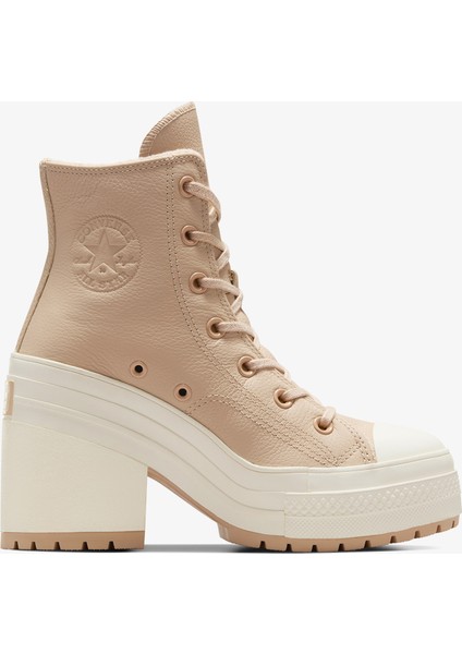 Chuck 70 De Luxe Heel Unisex Krem Deri Platform Sneaker