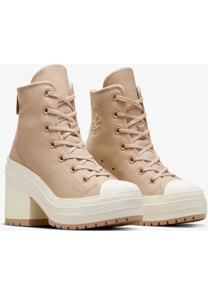 Chuck 70 De Luxe Heel Unisex Krem Deri Platform Sneaker