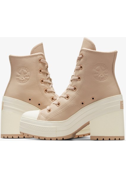 Chuck 70 De Luxe Heel Unisex Krem Deri Platform Sneaker
