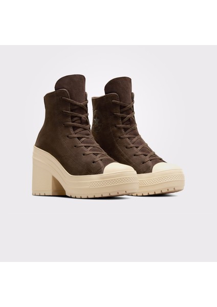 Chuck 70 De Luxe Heel Unisex Kahverengi Deri Platform Sneaker
