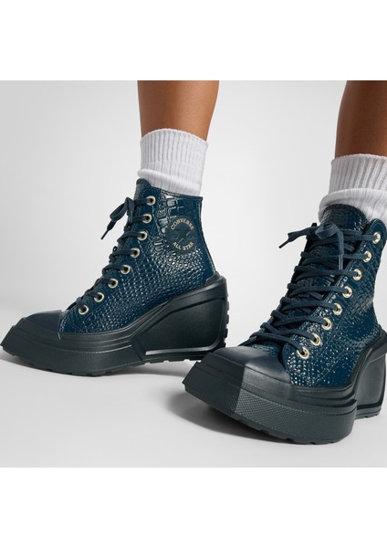 Chuck 70 De Luxe Wedge Kadın Lacivert Deri Platform Sneaker