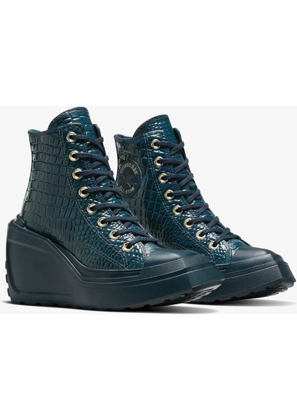 Chuck 70 De Luxe Wedge Kadın Lacivert Deri Platform Sneaker