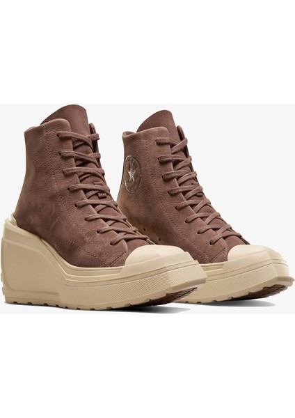 Chuck 70 De Luxe Wedge Kadın Kahverengi Deri Platform Sneaker
