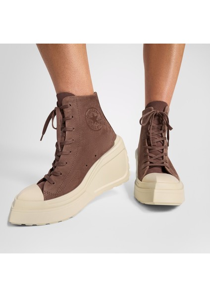 Chuck 70 De Luxe Wedge Kadın Kahverengi Deri Platform Sneaker
